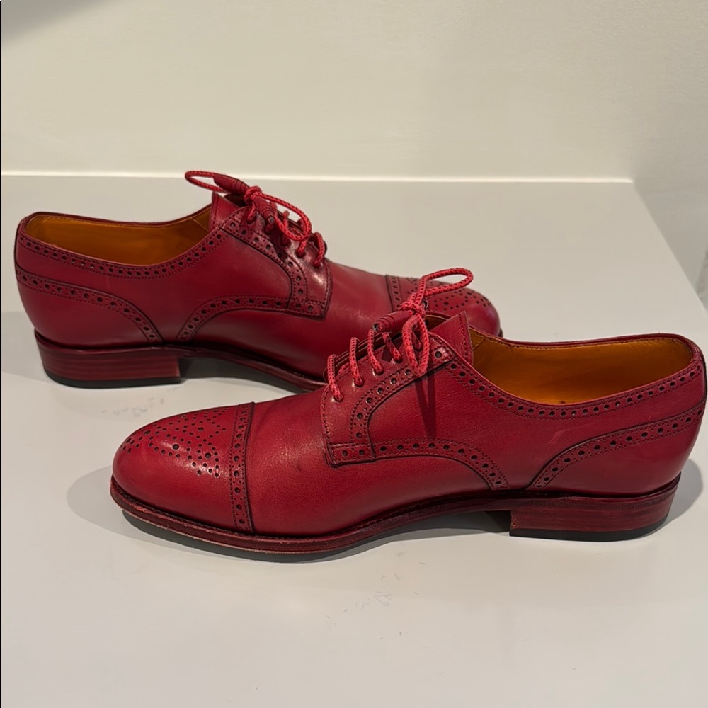 Carmine Red Leather Women’s Oxford - Picture 5 of 7